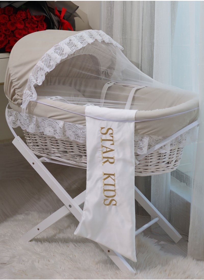 Baby Moses Basket Cradle With Rocking Stand, Light Brown - pzsku/Z0CECD935EF018F42400AZ/45/_/1710037944/05937bd5-0b74-4dbd-9401-c5966b35ff59