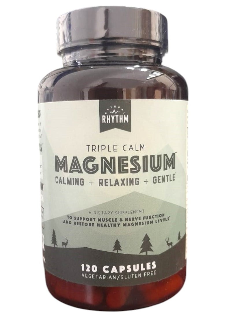 Natural Rhythm Magnesium, Calming + Relaxing + Gentle 120 Capsules  - Image 1