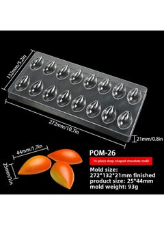 Generic Valentine's Day Love Plastic Chocolate Mold Semi-round Water Drops Chocolate Mold French Dessert Baking Tools-color:(Minimum Order Of 200 Pieces!) 16-piece Water Drop POM-26  - Image 1