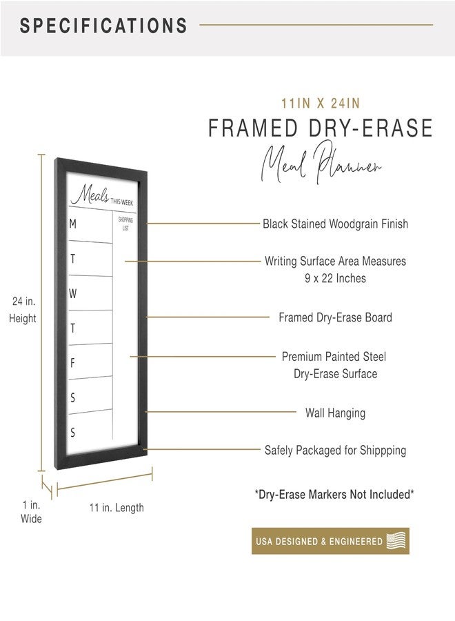 MCS Dry Erase Weekly Meal Planner 11x24 Black Framed Calander Whiteboard for The Wall, Plan Your Meals for The Week, Family Weekly Planner for Dinners & More-Including Shopping List - Image 3