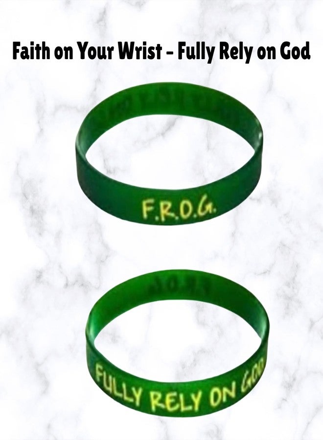 بيبليبانز أساور مسيحية من السيليكون الأخضر من FROG، تحمل شعار "اعتمد على الله بالكامل" - 50 سوارًا صغيرًا 7.5 بوصة - Image 5