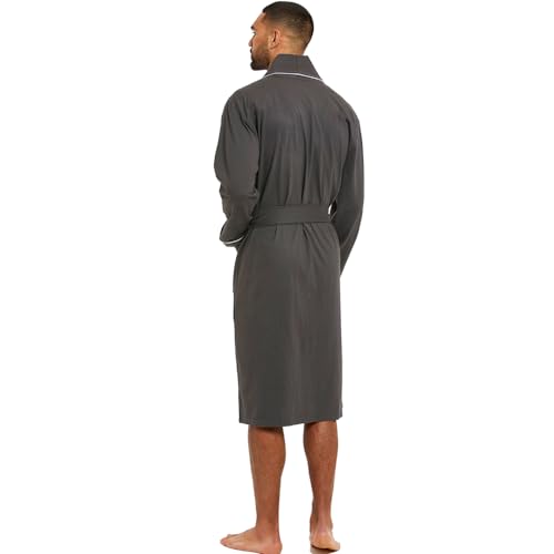 HOLOVE Mens Lightweight Robes for men Summer Kimono Bathrobe Soft Sleepwear (Iron Gray S/M) - Image 3