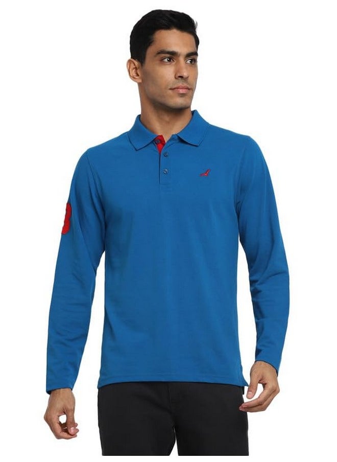 أمريكان كرو - تيشيرت بولو بأكمام طويلة وياقة بولو من AMERICAN CREW للرجال (AC1298-XXL_Mykonos Blue) - Image 1