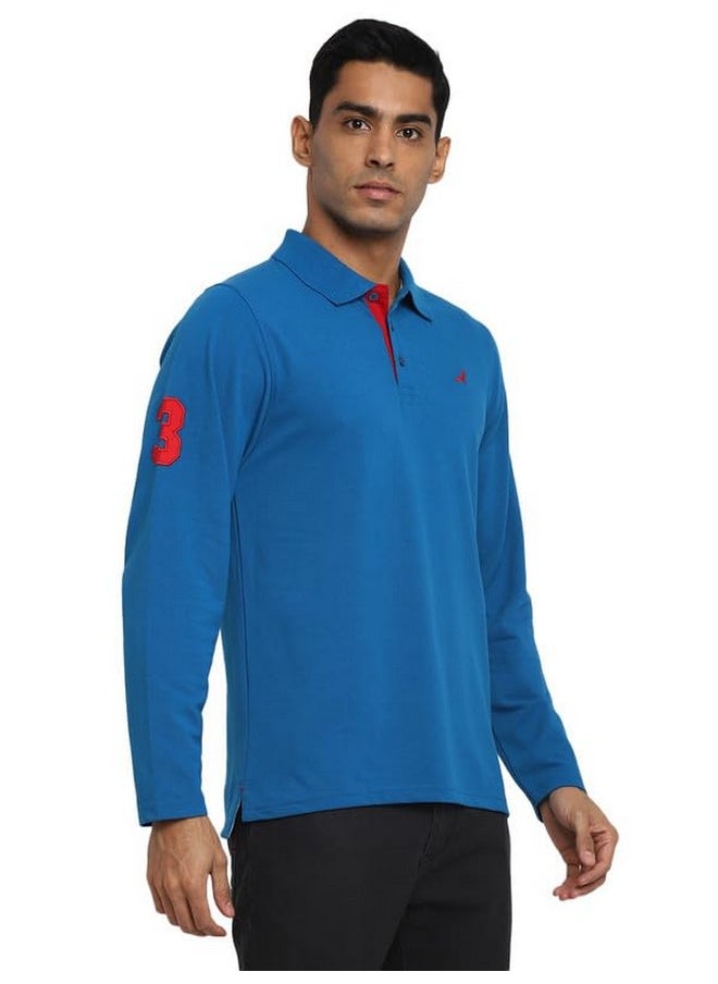 أمريكان كرو - تيشيرت بولو بأكمام طويلة وياقة بولو من AMERICAN CREW للرجال (AC1298-XXL_Mykonos Blue) - Image 1