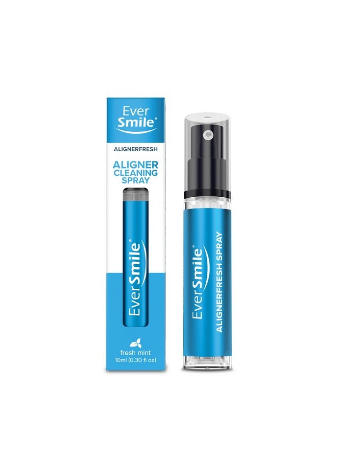 إيفر سمايل - بخاخ Alignerfresh Original Clean Spray لتنظيف التقويم الشفاف وتقويم إنفيزالاين - لتنظيف التقويم الشفاف وتبييض الأسنان أثناء التنقل. يقضي على البكتيريا ويزيل رائحة الفم الكريهة. بنكهة النعناع (عبوة واحدة) - Image 1