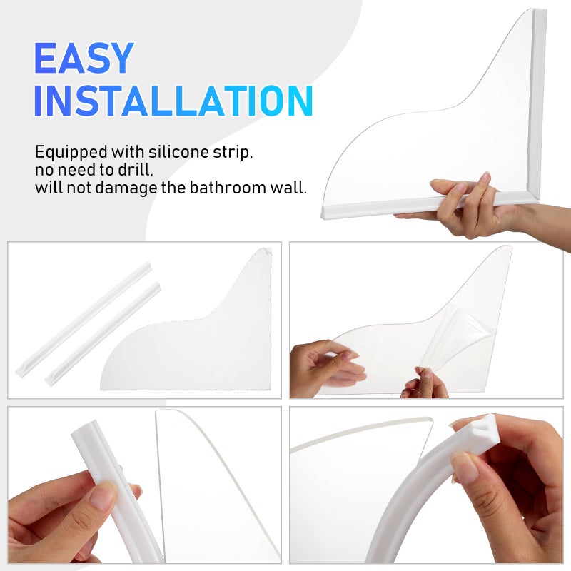 🚽 درع أكريليك شفاف متين لحماية زوايا حوض الاستحمام من الرذاذ - Image 2