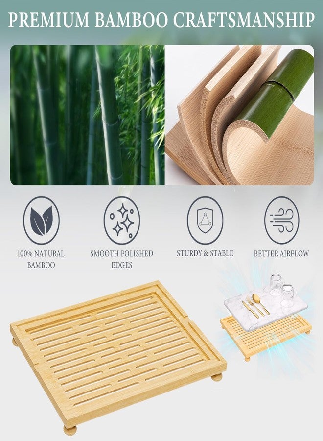 Golener Stone Drying Mat for Kitchen Counter, Dish Drying Pad with Bamboo Rack, Super Absorbent Diatomaceous Earth and Drying Rack, Multi-purpose Quick Drying Mat Rack for Kitchen,Marble White,16”x12” - Image 5