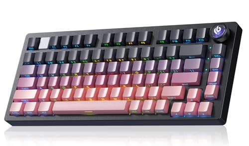 LEOBOG Wireless Mechanical Keyboard75 Gasket Hot Swappable Custom Keyboard with Knob 24GHzUSBCBT50 Mechanical Gaming Keyboards for PCMACWindows Seiya Switch Black Pink HI75C Pro - Image 1