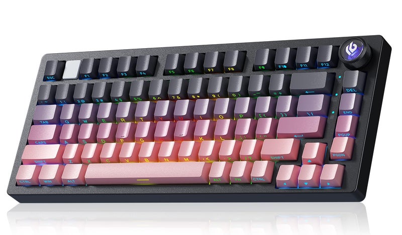 LEOBOG Wireless Mechanical Keyboard75 Gasket Hot Swappable Custom Keyboard with Knob 24GHzUSBCBT50 Mechanical Gaming Keyboards for PCMACWindows Seiya Switch Black Pink HI75C Pro - Image 2