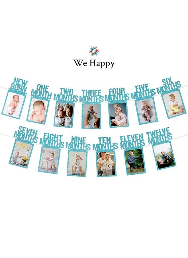 We Happy New Born to Twelve Months Birthday Photo Frame Banner for kids 1st Birthday Decorations Party Props Picture Cards  - Image 1