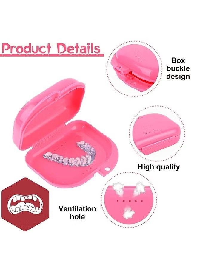 YJ 5 Piece Retainer False Teeth Container Box with Vent Holes Mouth Guard Case Dental Aligner Mouthpiece Case Tight Snap Lock Orthodontic Mouth Guard Case - Image 3