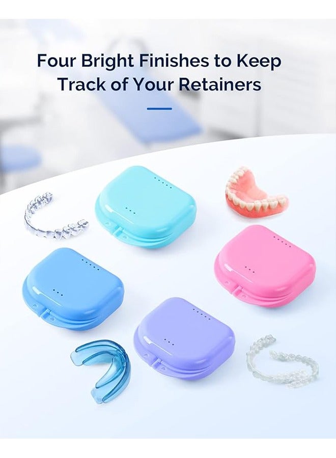 YJ 5 Piece Retainer False Teeth Container Box with Vent Holes Mouth Guard Case Dental Aligner Mouthpiece Case Tight Snap Lock Orthodontic Mouth Guard Case - Image 5