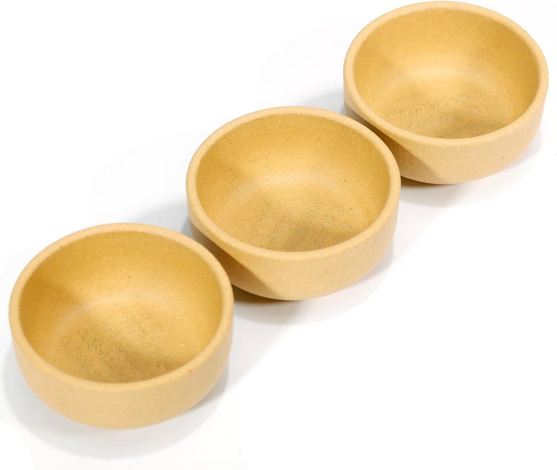 SILINE 3 PCS Zisha Gongfu Teacup15 Oz Chinese Yixing Clay Tea Cup for Brew Kung Fu TeaUsed with the Teapot Duanni Yellow Clay - Image 3