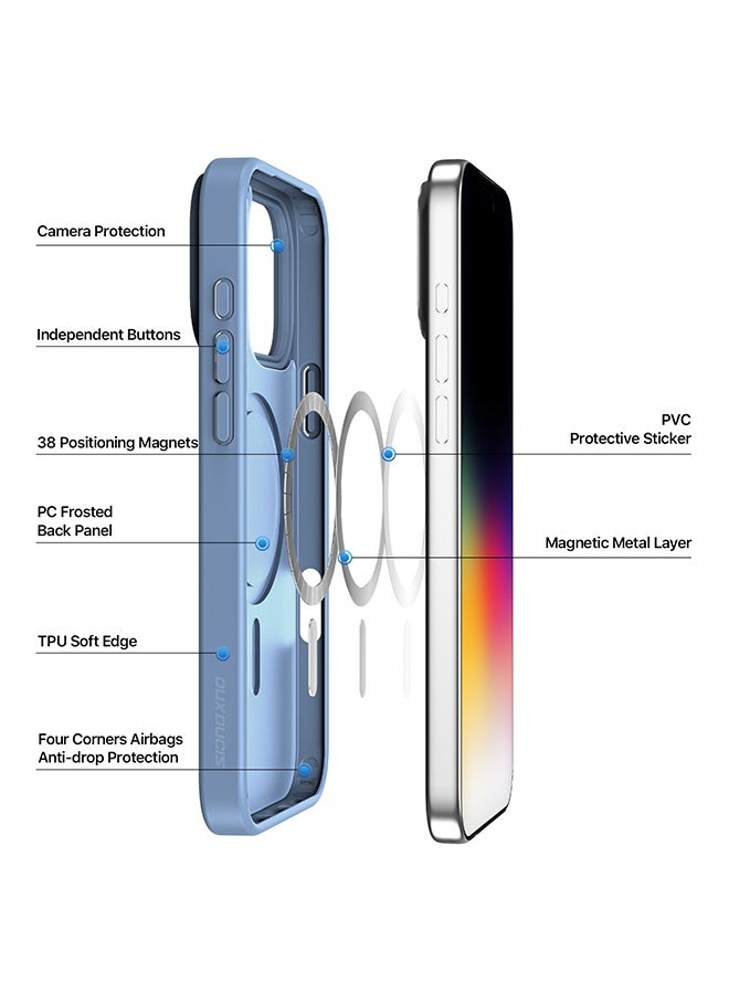 DUX DUCIS Magnetic Case Compatible with Apple iPhone 17 Pro, Translucent Matte Back Shockproof Phone Cover, Anti Scratch Anti-fingerprint - Light Blue - Image 2