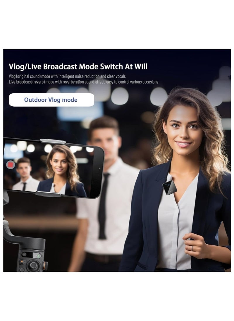 Wireless Lavalier Microphone Douyin Live Broadcast Mobile Video Recording 2.4G Noise Reduction Mini Microphone Live Video Recording Vlog Interview Online Classroom