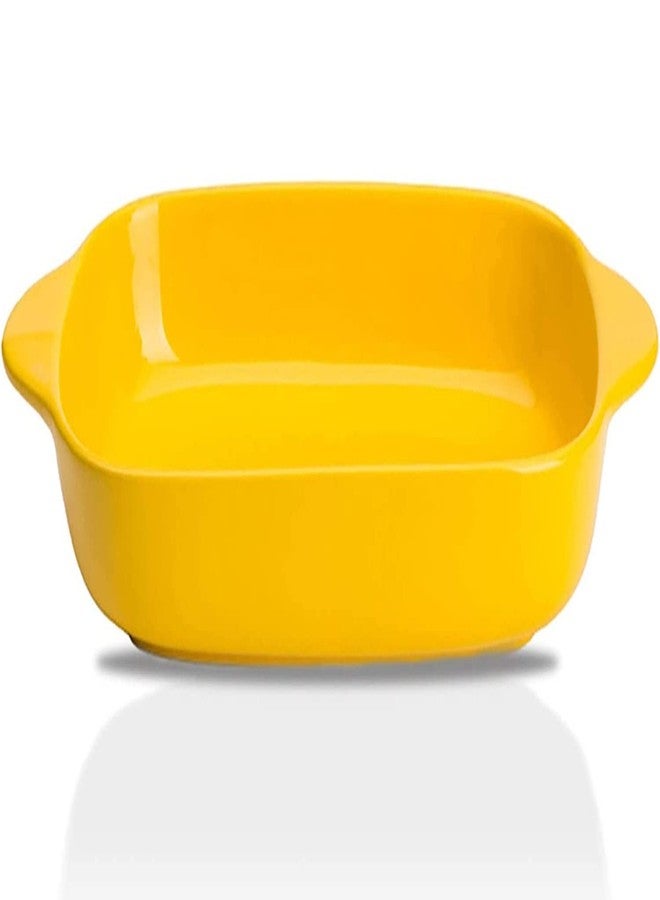 MYTHOS Porcelain Baking Dish, 7 Inch Ceramic Rectangular Small Baking Pan Baking Ramekin with Double Handles, 18 OZ Individual Baking Pans for Lasagna, Casserole Dish, Polka Dot (1 Pack, Yellow) - Image 1