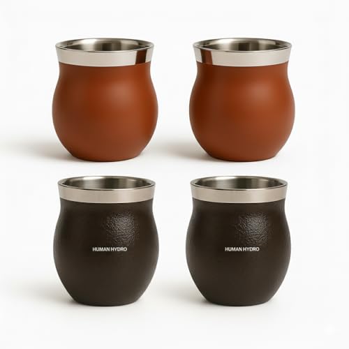 Human Hydro Stainless Steel Premium Kulhad Cups Combo – Set of 4 (150 ml Each) | 2 Light Brown + 2 Dark Brown | Durable, Rust-Free & Spill-Proof Tea & Coffee Mugs - Image 1