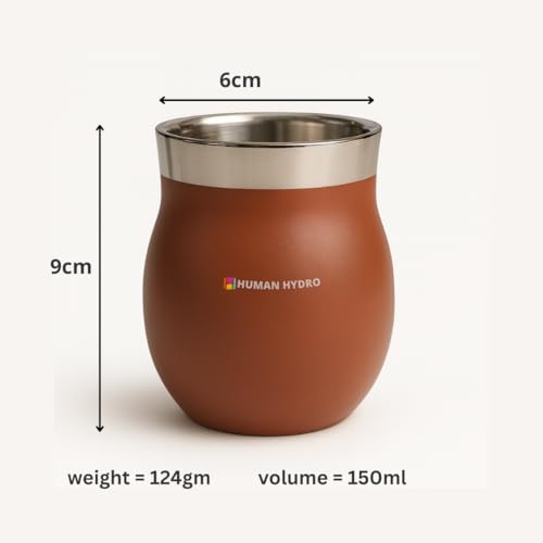 Human Hydro Stainless Steel Premium Kulhad Cups Combo – Set of 4 (150 ml Each) | 2 Light Brown + 2 Dark Brown | Durable, Rust-Free & Spill-Proof Tea & Coffee Mugs - Image 2