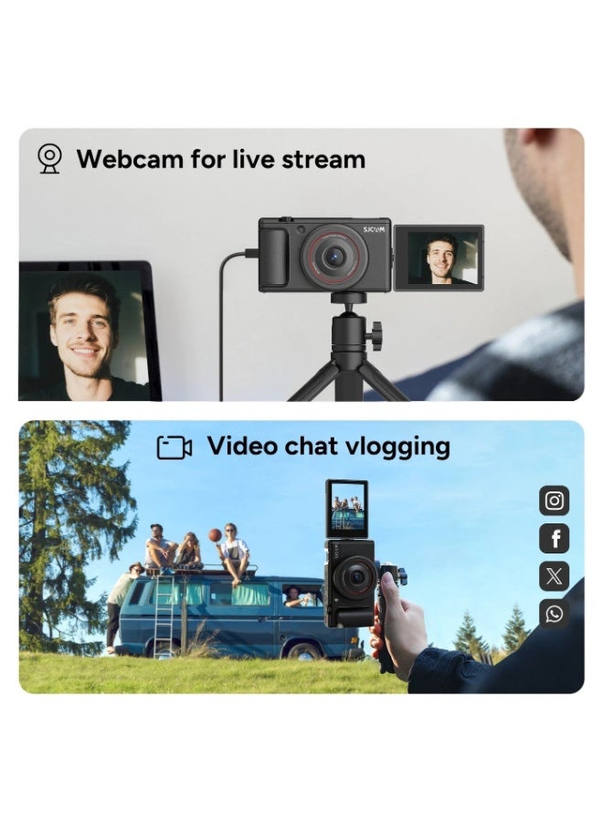 SJCAM 5K Digital Camera for Photography- Sony CMOS 80MP Vlogging Camera with 2.8" Flip Screen, Six-Axis Image Stabilization 16X Digital Zoom Point and Shoot Camera with 2 Batteries for Travel, Beginners - Image 5