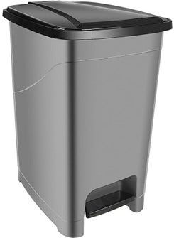 5DM 15 Lt Saral Slim Pedal Plastic Trash Can with Black Lid  - Image 1
