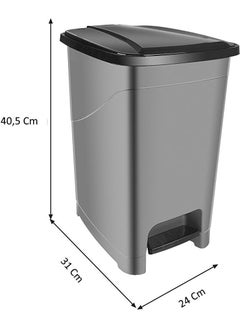 5DM 15 Lt Saral Slim Pedal Plastic Trash Can with Black Lid  - Image 3