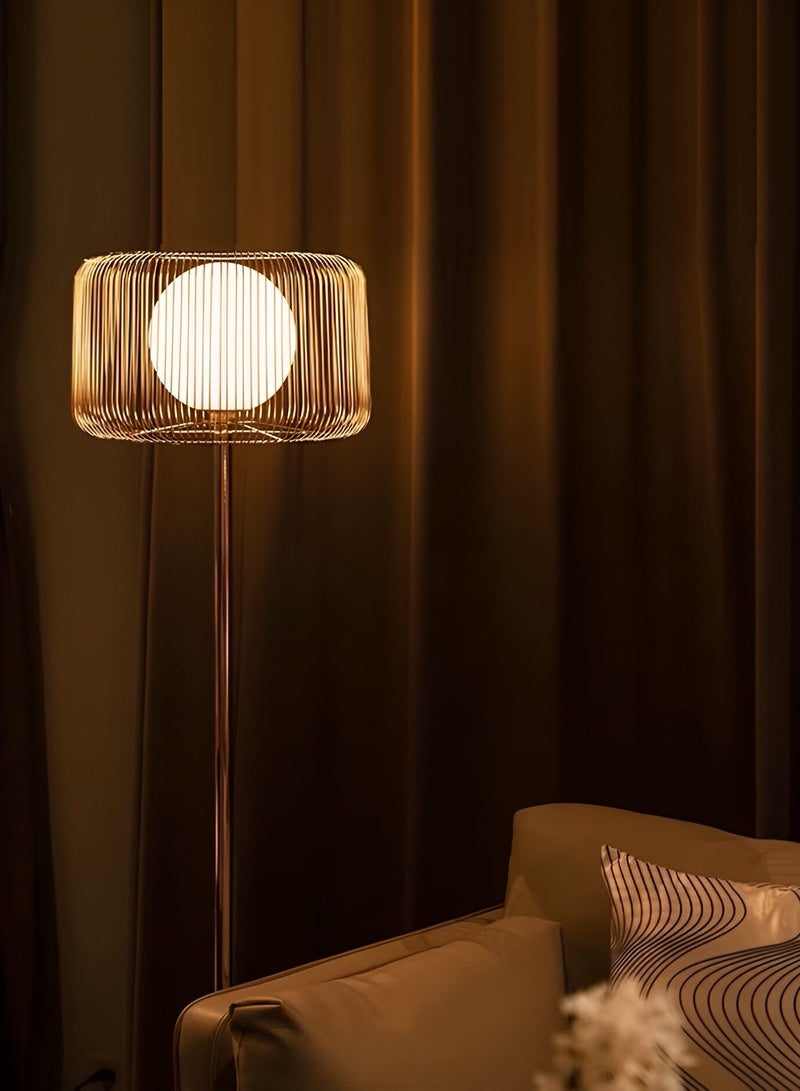 تريزور مصباح صالون فاخر LED مصنوع من المعدن المطلي مع قفص من الخيزران المعدني لتزيين غرفة النوم وغرفة المعيشة  - Image 2