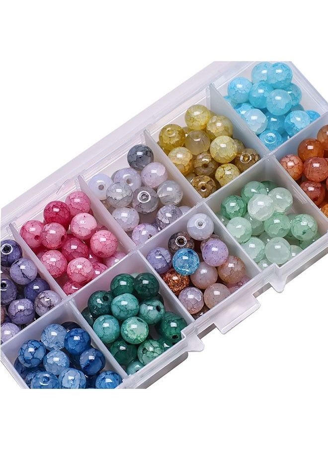 200-Piece 8mm Colorful Cracked Glass Beads, Crackle Lampwork Crystal Beads with Hole Sparkling Beads for Crafts Jewellery Making Necklace Bracelet Earrings - Image 3