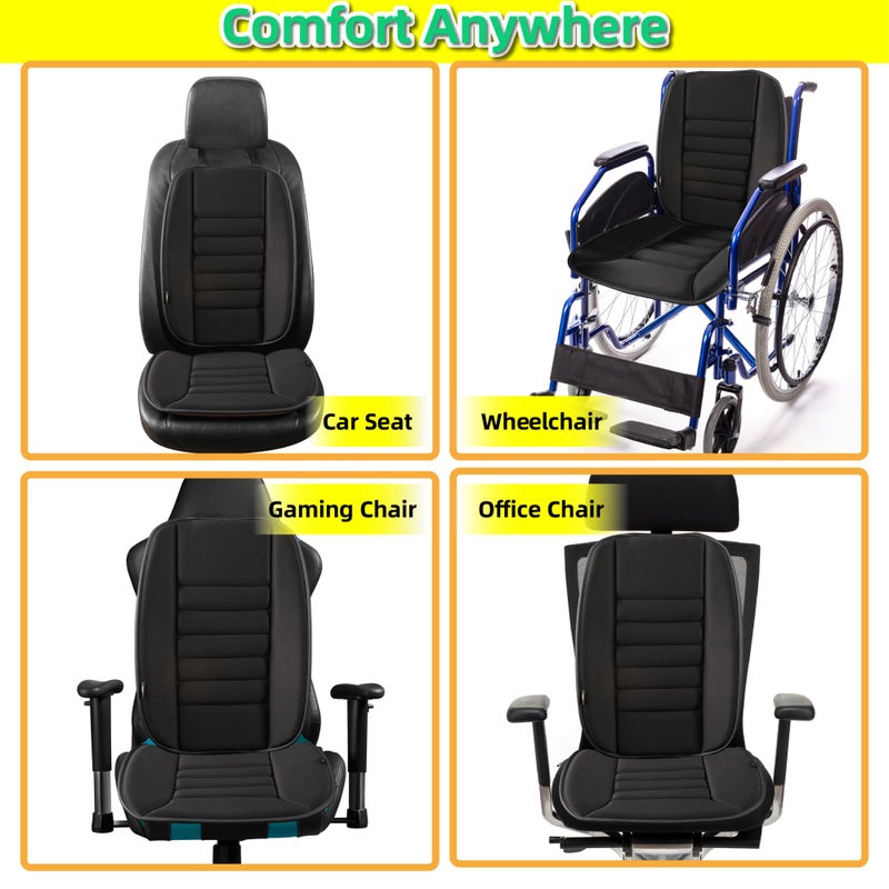 kingphenix Car Seat Cushion with Back Support Pillow: Enhanced Comfort Memory Foam Design for Pain Relief, Ideal for Drivers and Office Use - Ergonomic Lumbar Comfort for Long Sitting - Black - Image 5