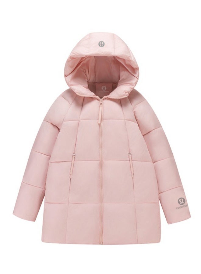 لولوليمون سترة قطنية مغطأة من لولو لونغلاين - معطف شتوي دافئ من اللون الوردي الفاتح مع تصميم مبطن وجيوب سحابية ، دافئ جدا وخفيفة الوزن ، لينة للغاية - Image 1