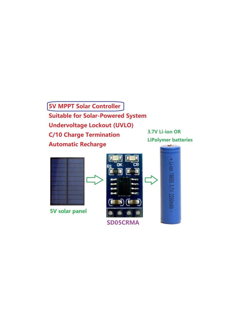 Solar Charge Module, 1A 4.2V 3.7V 18650 LiPo Li ion Lithium Battery Charger MPPT Solar Charge Controller Module, with Battery Overvoltage Protection(without Pin)