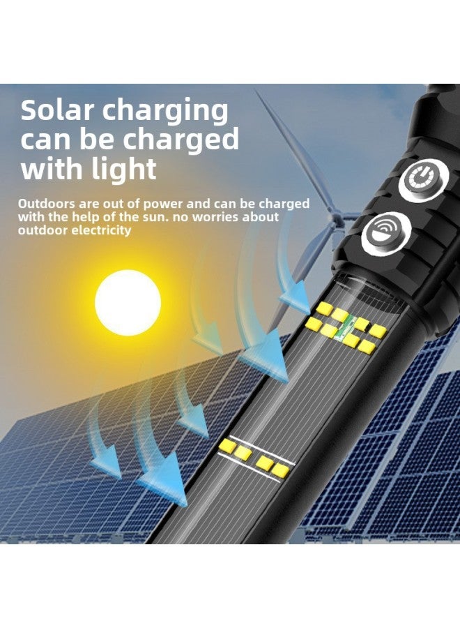 White Laser High-power Strong Light Outdoor Multifunctional Solar Vehicle Fire Emergency Self-rescue Safety Hammer Flashlight-Product Specifications:705 Red Gift Box Model 【white Laser + Telescopic - Image 4