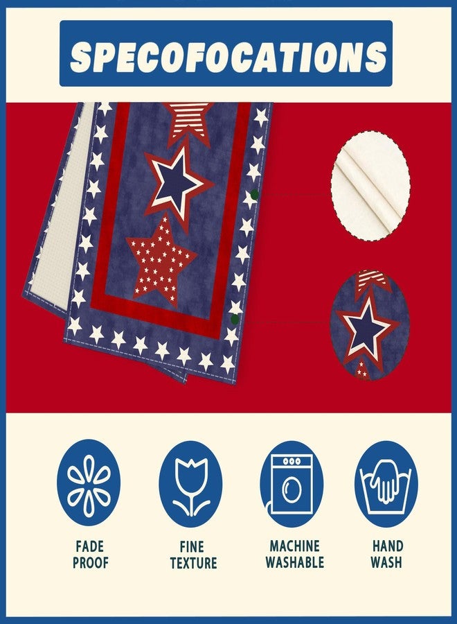 XCHI Blue Patriotic Red White Stars America 4th of July Memorial Day Independence Day Table Runner Decoration for Home Kitchen Holiday Party 13x48 Inch - Image 5