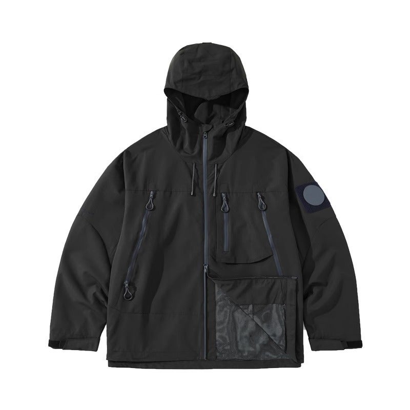 Japanese Mountain Jacket Womens Hooded 2023 Spring and Autumn Mountaineering Camping Wear Mens Jacket Couples Trendy Brand Jacket 097# black 