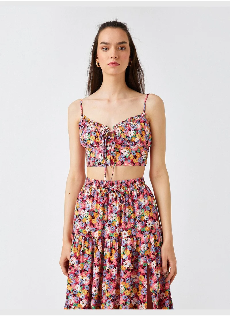 KOTON Crop Tank Top Strappy Tie Detail
