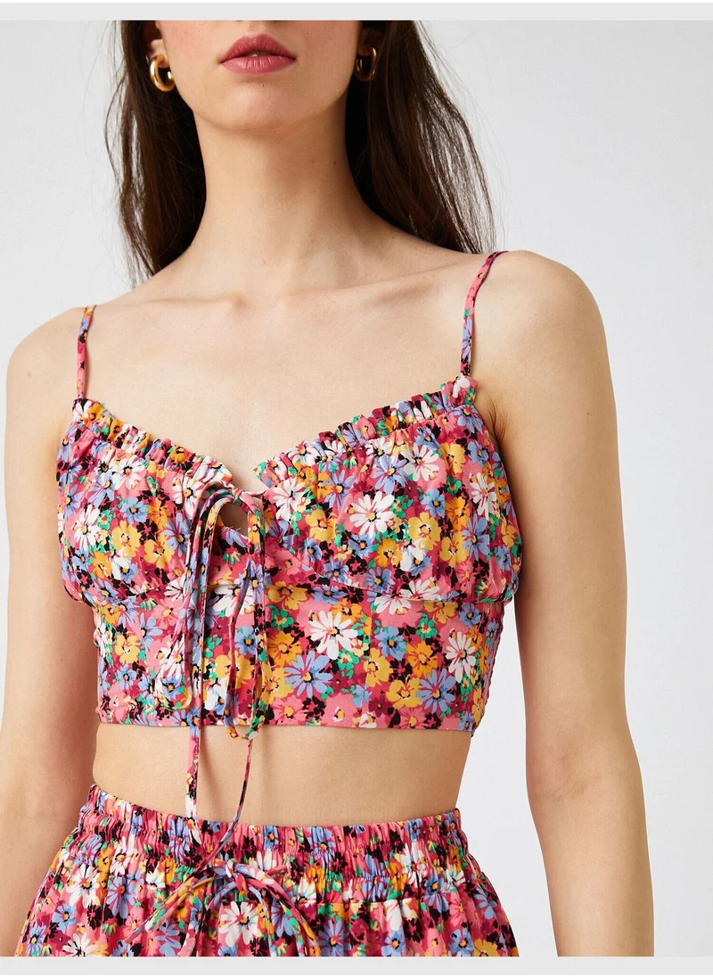 KOTON Crop Tank Top Strappy Tie Detail