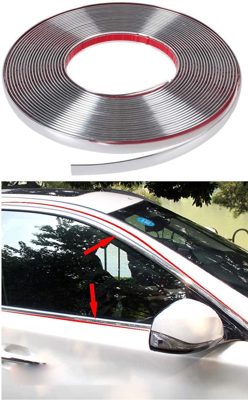 SARTE Chrome Plated Decoration Custom Trim Strip Line, Car Door Fender Interior DIY Moulding Trimming Strip Beading Roll Universal for cars (10 mm, 5 Mtrs) - Image 1