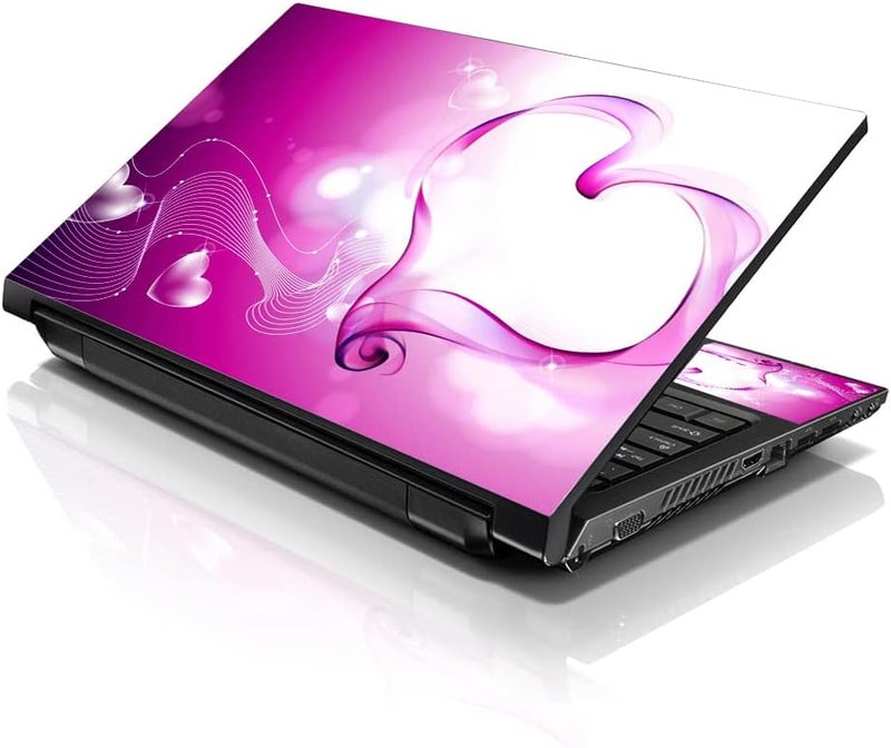 LSS Laptop 17 17.3 Skin Cover with Colorful Pink Heart Sticker Pattern for HP Dell Lenovo Apple Asus Acer Compaq - Fits 16.5" 17" 17.3" 18.4" 19" (2 Wrist Pads Free) - Image 1