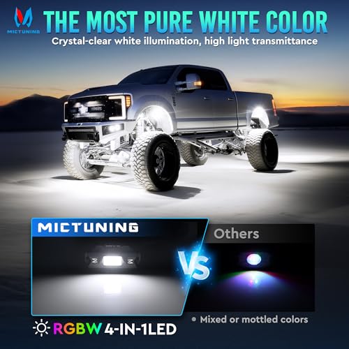 MICTUNING C1 8 Pods RGBW LED Rock Lights - Multicolor Underglow Neon Light Kit with Bluetooth Controller, Music Mode - Image 2