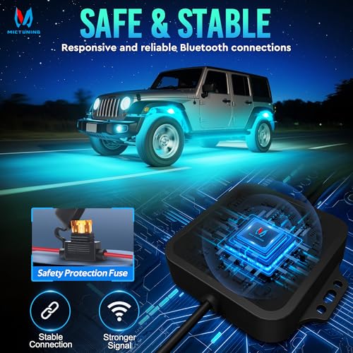 MICTUNING C1 8 Pods RGBW LED Rock Lights - Multicolor Underglow Neon Light Kit with Bluetooth Controller, Music Mode - Image 5