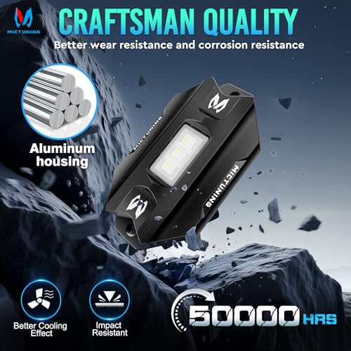 MICTUNING C1 8 Pods RGBW LED Rock Lights - Multicolor Underglow Neon Light Kit with Bluetooth Controller, Music Mode - Image 3