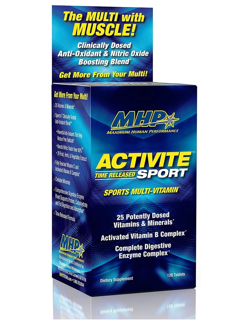 Maximum Human Performance Maximum Human Performance Activite Sport Multi Vitamin 25 Vitamins and Minerals Nitric Oxide Booster Digestive Enzymes Antioxidants 120 Tablets  - Image 1