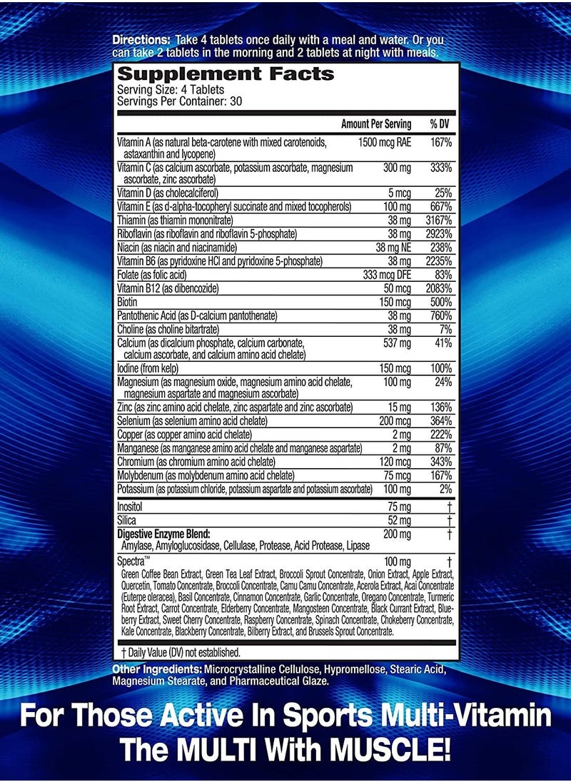 Maximum Human Performance Maximum Human Performance Activite Sport Multi Vitamin 25 Vitamins and Minerals Nitric Oxide Booster Digestive Enzymes Antioxidants 120 Tablets  - Image 2