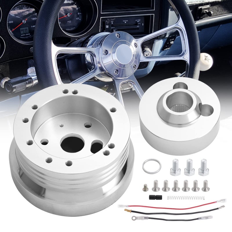 TEMSONE 5 6 Hole Billet Steering Wheel Hub Adapter Compatible with 19691994 Chevrolet Chevy GM Flaming River Ididit Buick Jeep Pontiac Oldsmobile