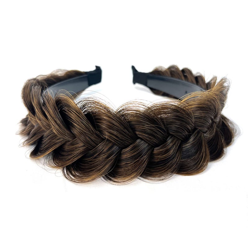TOECWEGR Braided Headband WithTooth Wide Braid Messy Hair Hoop WomenFashion Hair Accessories Light brown blonde hair