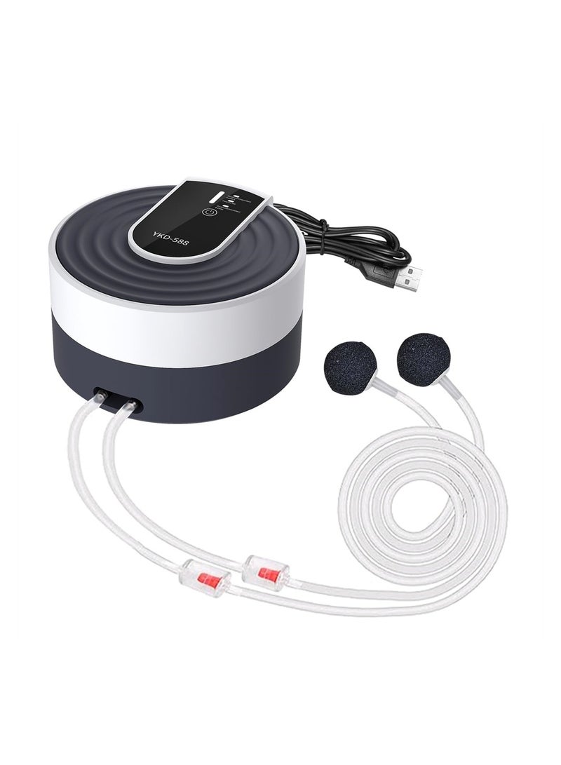 SYOSI Aquarium Air Pump for Fish Tank, Ultra Quiet Air Pump Rechargeable Aerator 6.5W, Adjustable Multi-Modes, Powerful Oxgen Pump with 2 Outlet, up to 10L/min  - Image 1