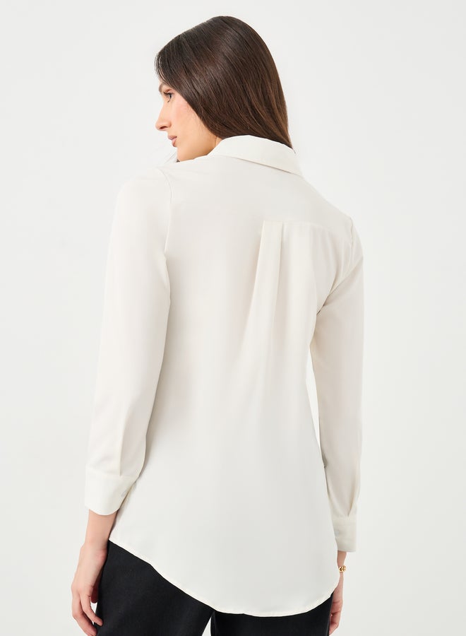 Styli Floral Embroidered Plain Shirt - Image 4