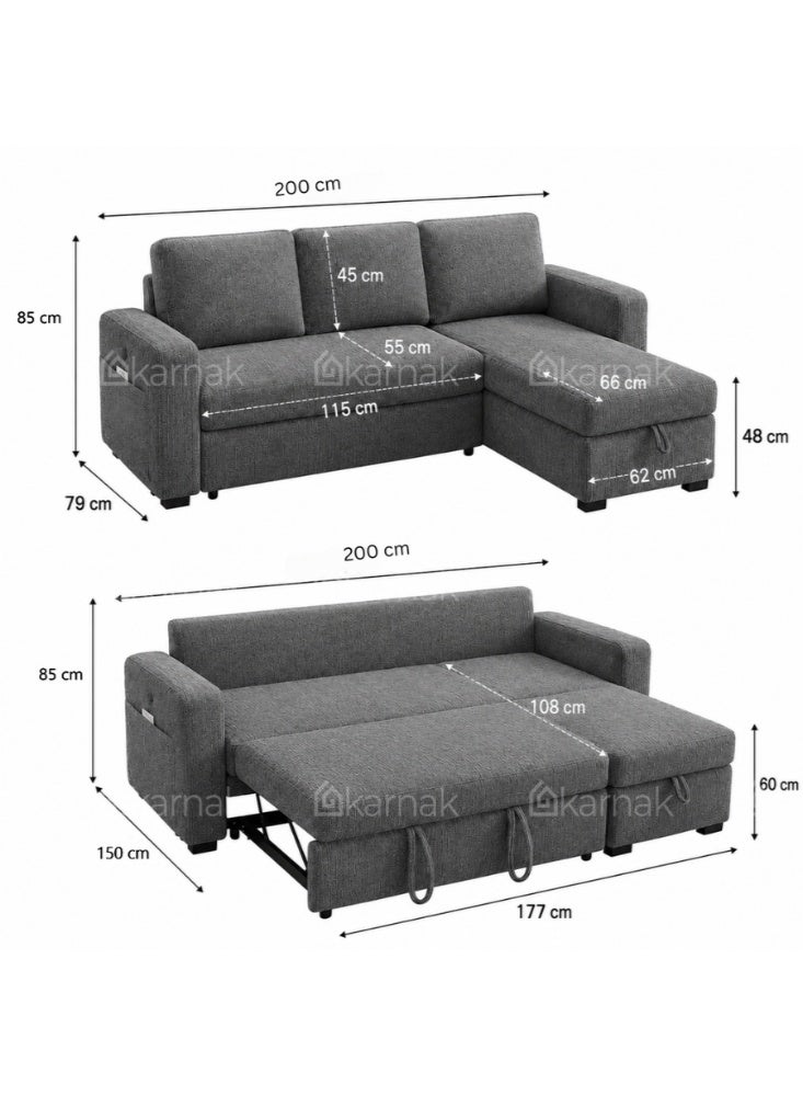KARNAK Zenlora L Shape Sofa With Storage Grey - Image 5