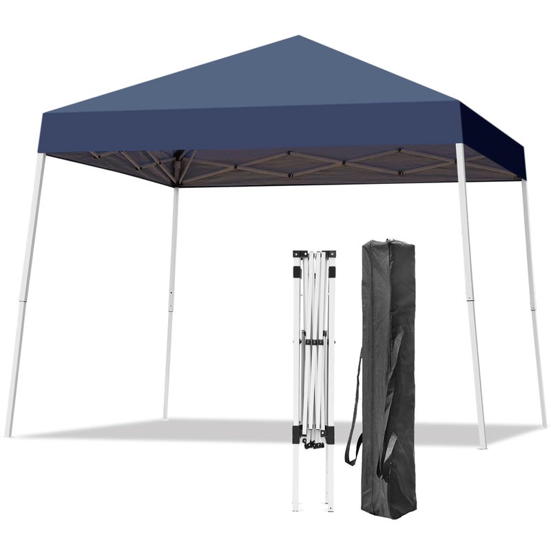 Oneofics Canopy Tent, 10X10 FT Pop Up Canopy Outdoor Instant Tent Slant Legs with Carrying Bag, Portable Gazebo Shelter for Patio Deck Garden and Beach - 8X8 FT Canopy Cover (Dark Blue) - Image 1
