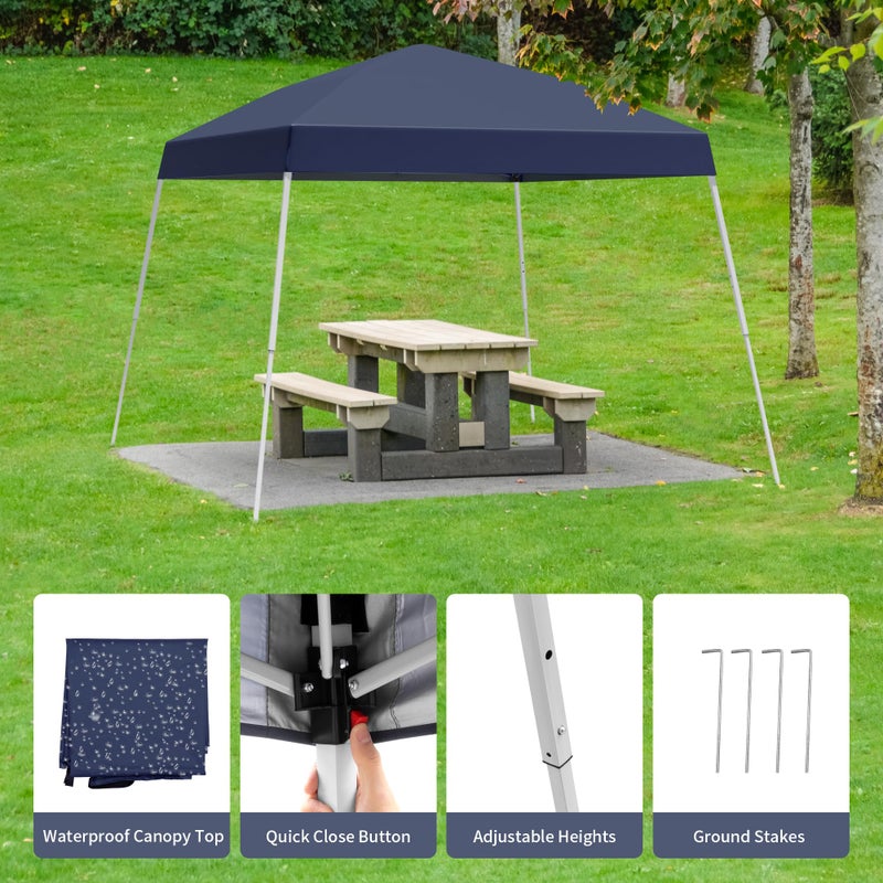 Oneofics Canopy Tent, 10X10 FT Pop Up Canopy Outdoor Instant Tent Slant Legs with Carrying Bag, Portable Gazebo Shelter for Patio Deck Garden and Beach - 8X8 FT Canopy Cover (Dark Blue) - Image 3