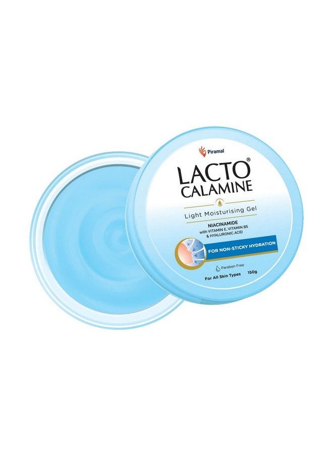 Lacto Calamine Light Moisturising Gel. Nonsticky Hydrating Face & Body Gel With Niacinamide Hyaluronic And Vitamin E. For Nonoily Feel & Glowing Skin. 150G X Pack Of 1  - Image 1